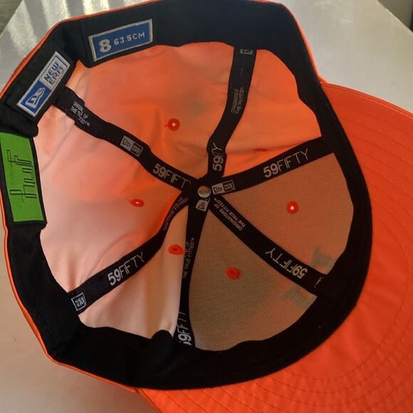 HUF X NEW ERA Men’s Orange Fitted Hat Size 8 - Picture 5 of 10